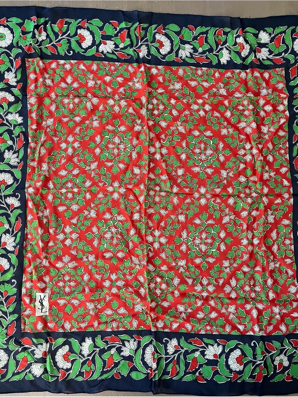 Yves Saint Laurent Vintage 100% Silk Scarf